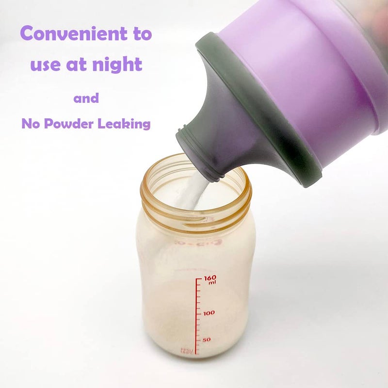 LADISO Baby Formula Dispenser, Portable Milk Powder Dispenser Container, Baby Feeding Travel Storage Container, formula mixer, formula holder, BPA Free, 4 Compartments, 2 Packs, dispensador de fórmula - Image 5